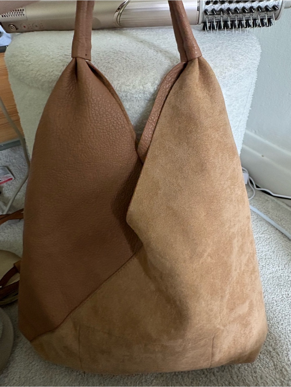 Shiraleah Two-Tone Brown & Tan Hobo Tote